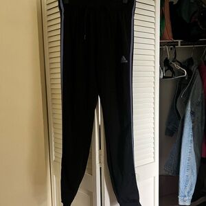 Adidas Black Joggers with purple Stripes